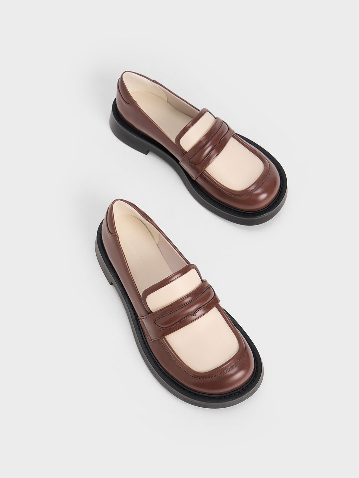 Penelope Two-Tone Penny Loafers, Maroon, hi-res
