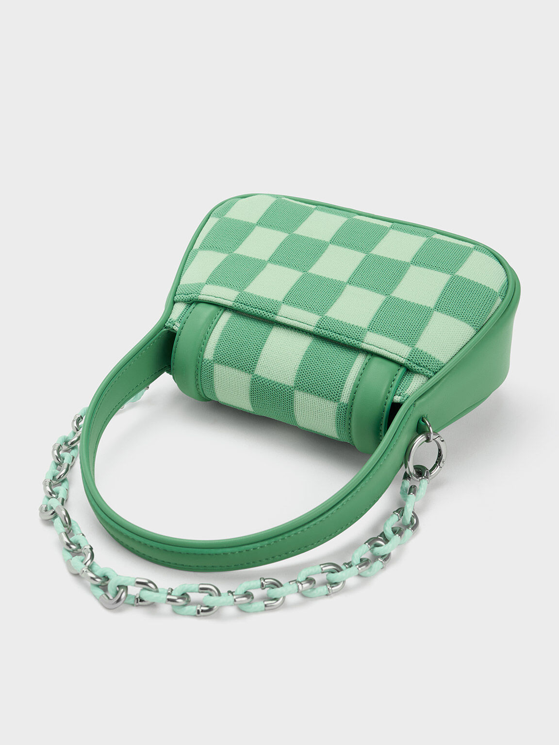 Shiloh Checkerboard Top Handle Bag, Green, hi-res