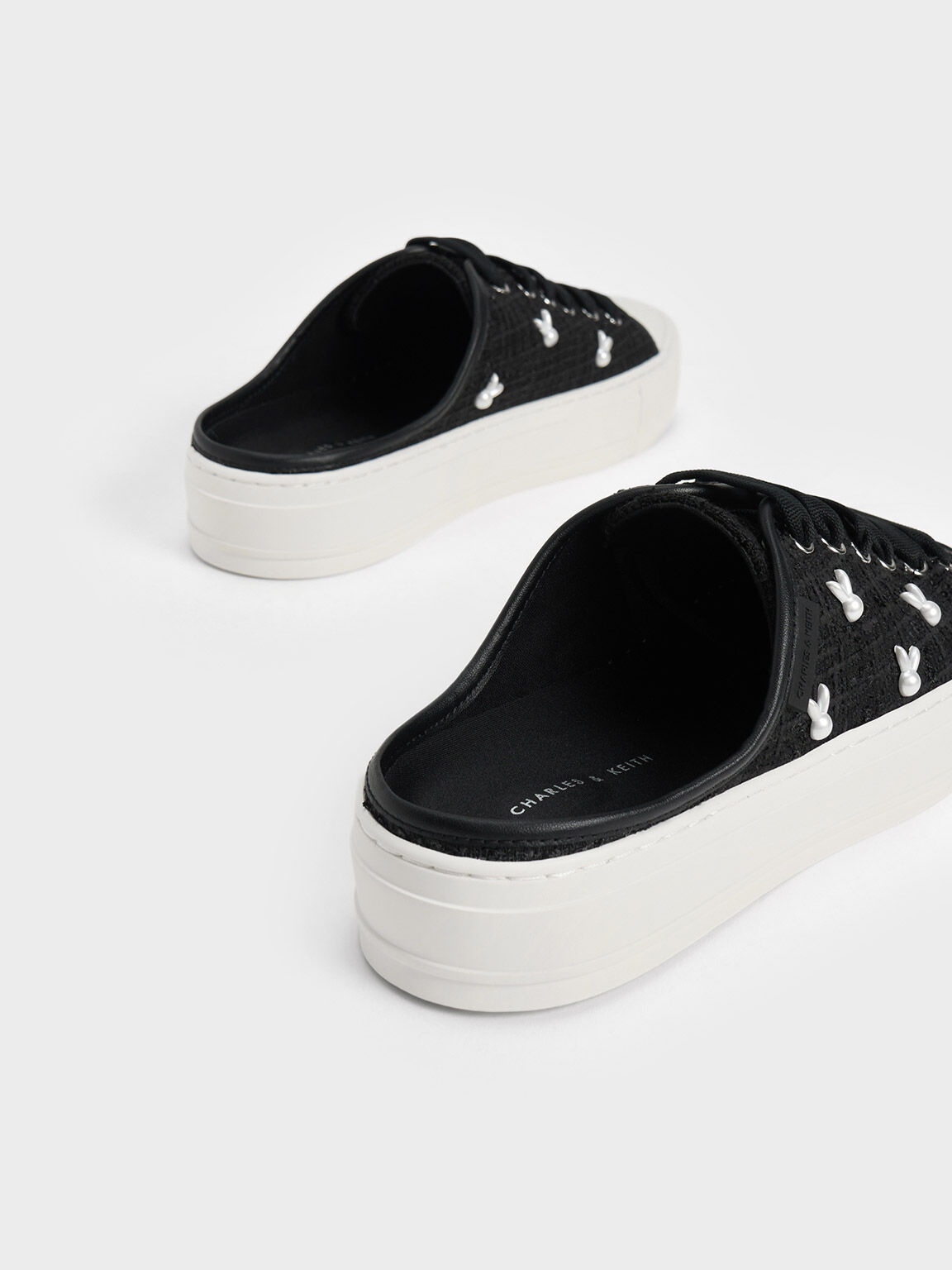 Bunny Tweed Slip-On Sneakers, Black, hi-res