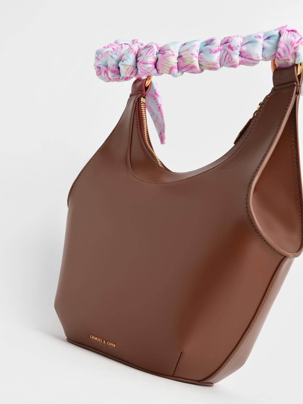 Ulani Scarf-Wrapped Hobo Bag, Chocolate, hi-res