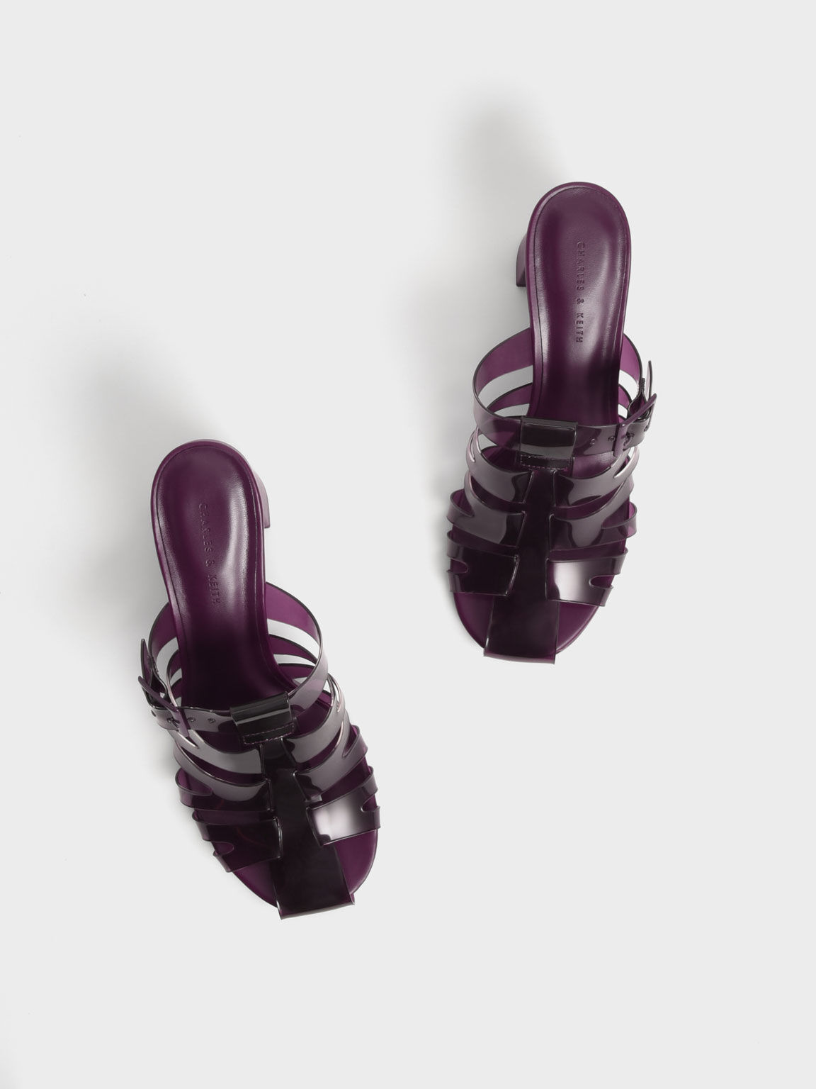 Madison See-Through Caged Mules, Purple, hi-res