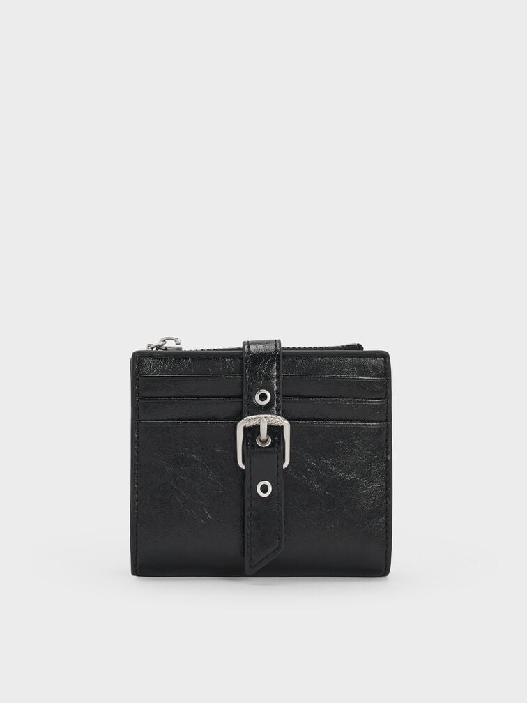 Blaise Grommet-Belt Top-Zip Small Wallet, Noir, hi-res