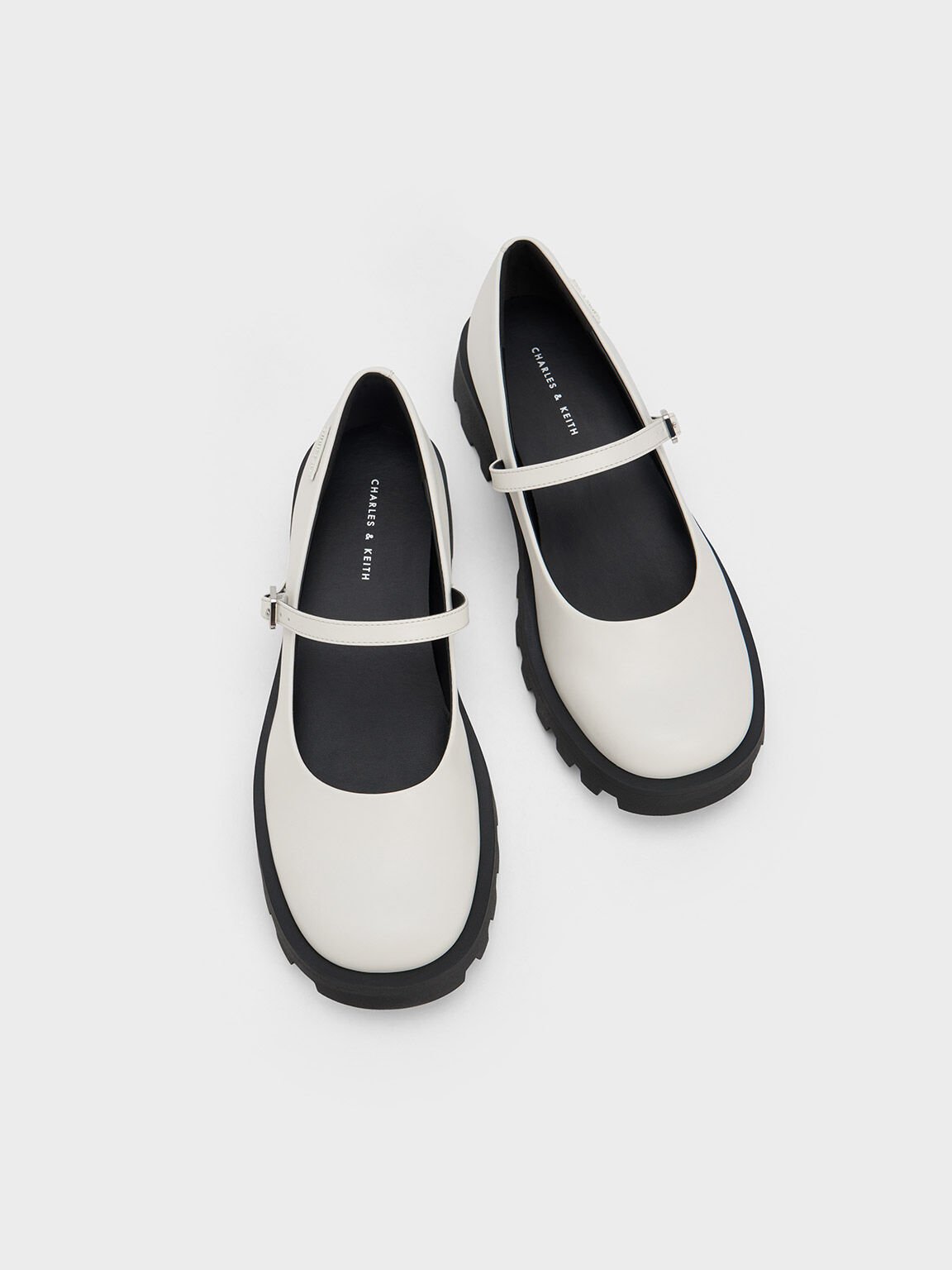 Rounded Square-Toe Mary Janes, White, hi-res