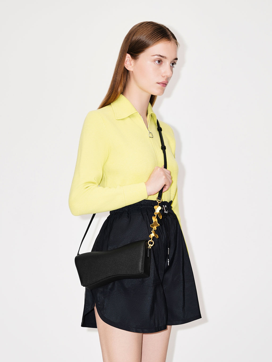Verity Embellished Handle Sculptural Bag, Black, hi-res