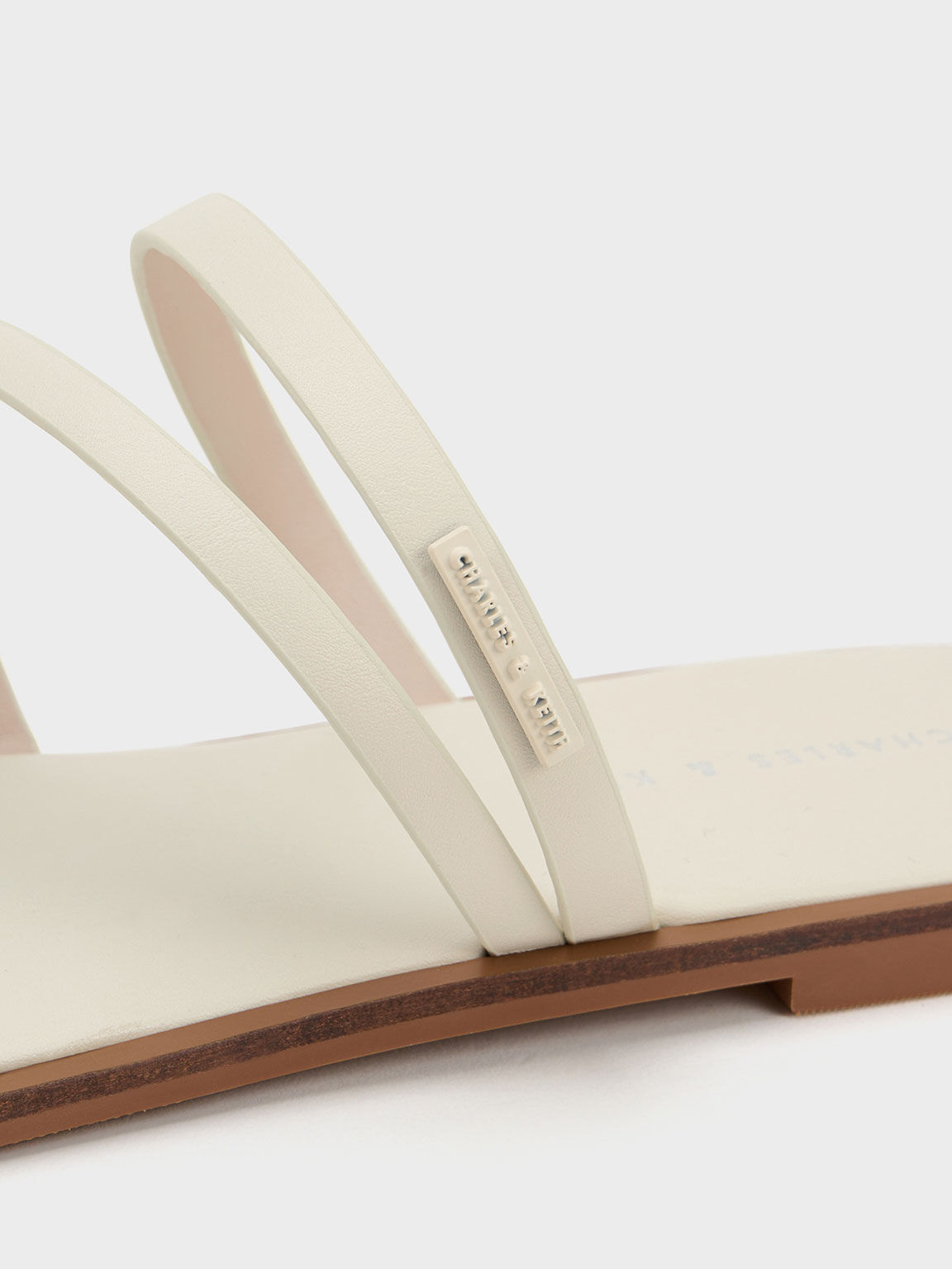Strappy Slide Sandals, Chalk, hi-res