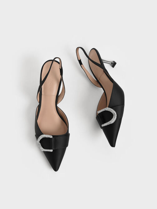 Gabine Gem-Embellished Slingback Pumps, Black, hi-res