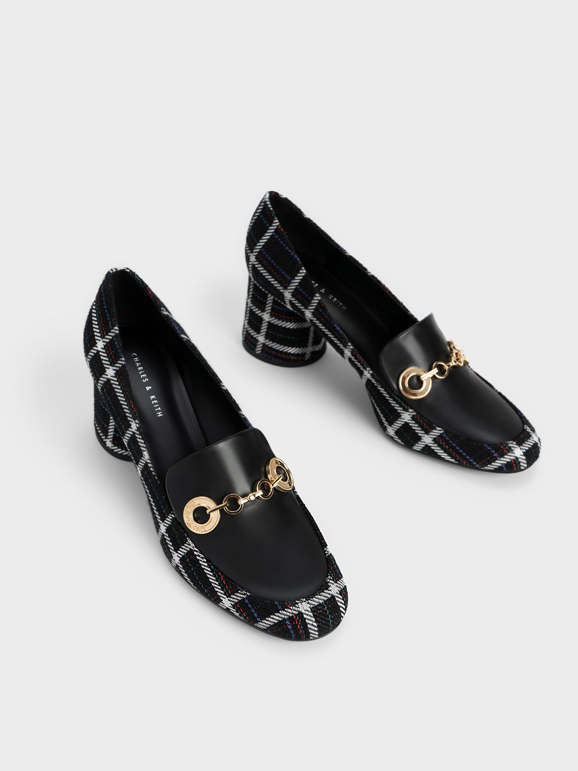 Circle Chain-Link Woven Loafer Pumps, Multi, hi-res