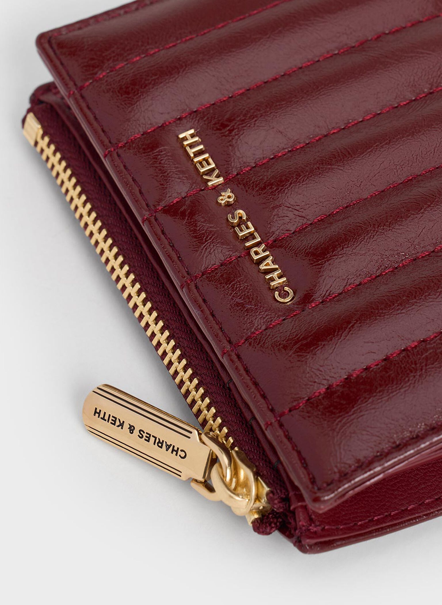 Cartera Donna de efecto arrugado con cremallera y paneles, Burgundy, hi-res