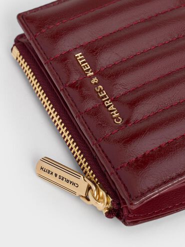 Cartera Donna de efecto arrugado con cremallera y paneles, Burgundy, hi-res