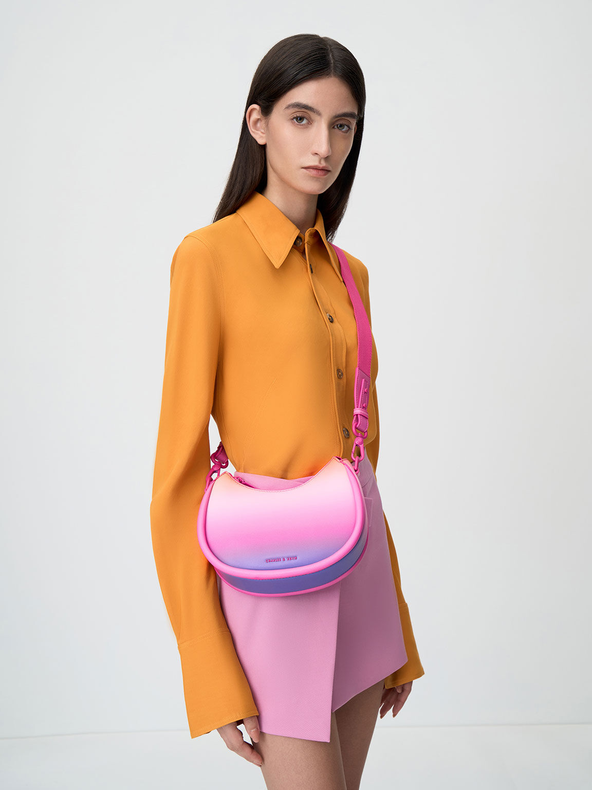 Lana Holographic Curved Shoulder Bag, Holographic, hi-res