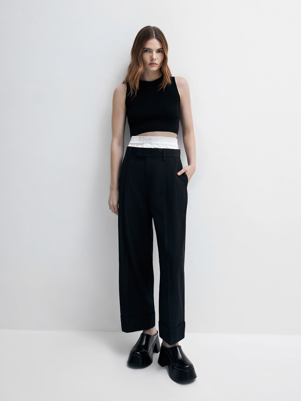 Black Boxed Rubina Platform Mules - CHARLES & KEITH