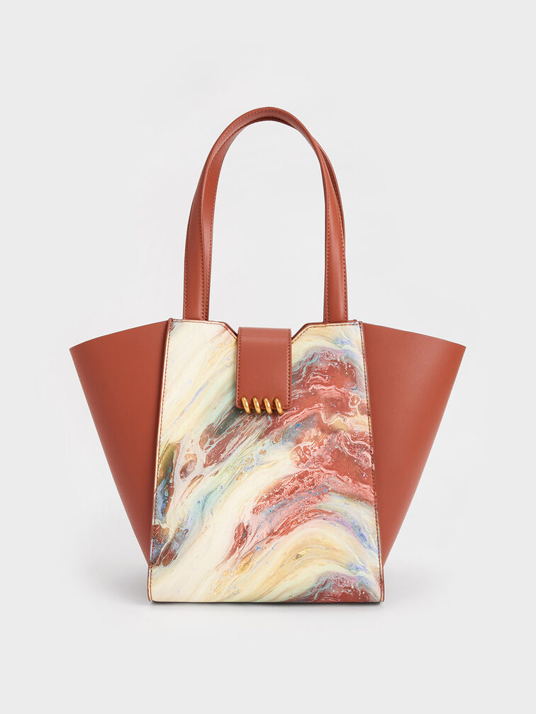 Osiris Swirl-Print Metallic Accent Tote, Multi, hi-res