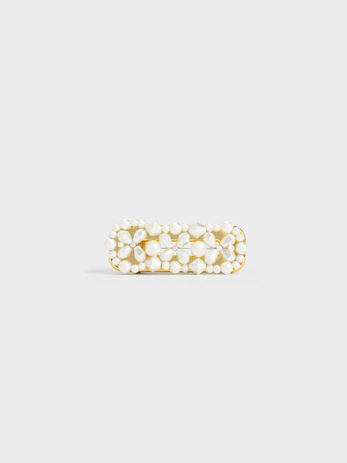 Luxem Beaded Hair Clip, Pearl, hi-res