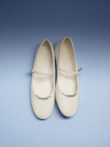 Shila Chain Mary Jane Flats, Chalk, hi-res