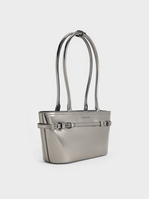 Bolso de asa alargada Sloane metalizado, Estaño, hi-res