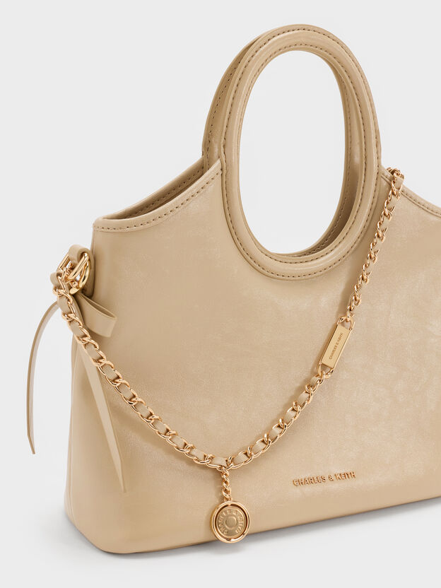 Dalia Bow Oval-Handle Tote Bag, Sand Beige, hi-res