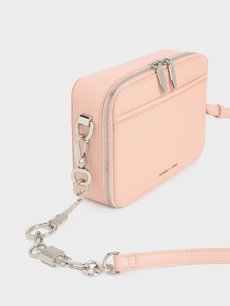 Chain Lock & US & Key KEITH CHARLES Pink Handle Bag -