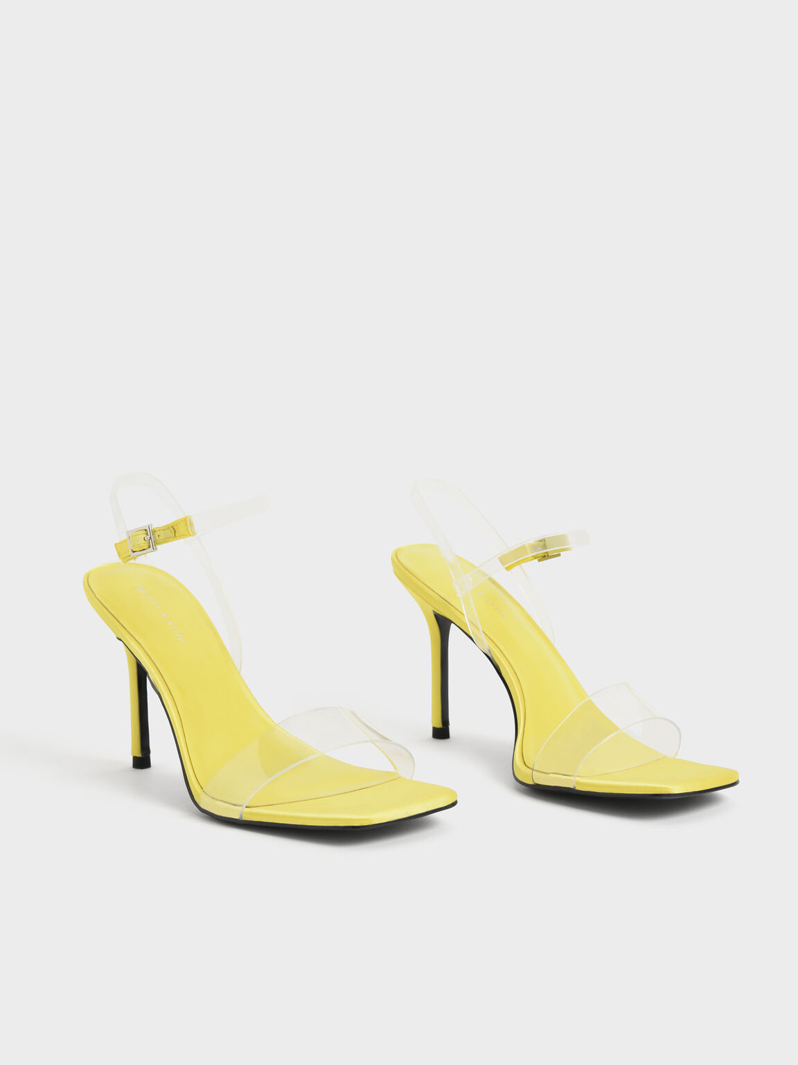 Clear Strap Stiletto Heel Satin Mules, Lime, hi-res