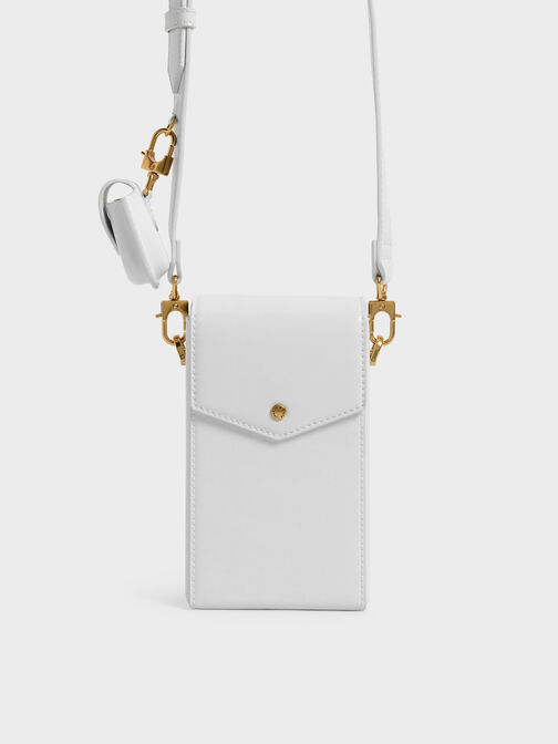 Elongated Crossbody Bag, White, hi-res