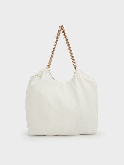 Braided Handle Tote Bag, White, hi-res
