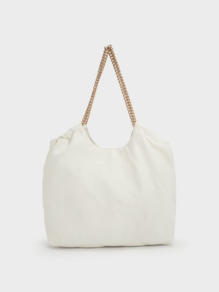 Bethel Chain Handle Tote Bag, White, hi-res