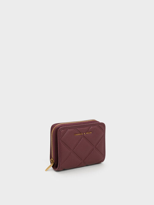Anwen Quilted Zip-Around Wallet, Burgundy, hi-res