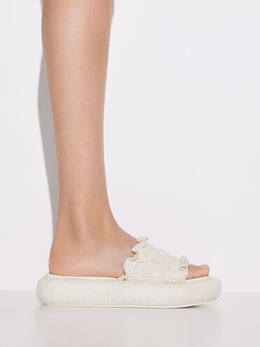 Nuala Ruched Flatforms, Cream, hi-res