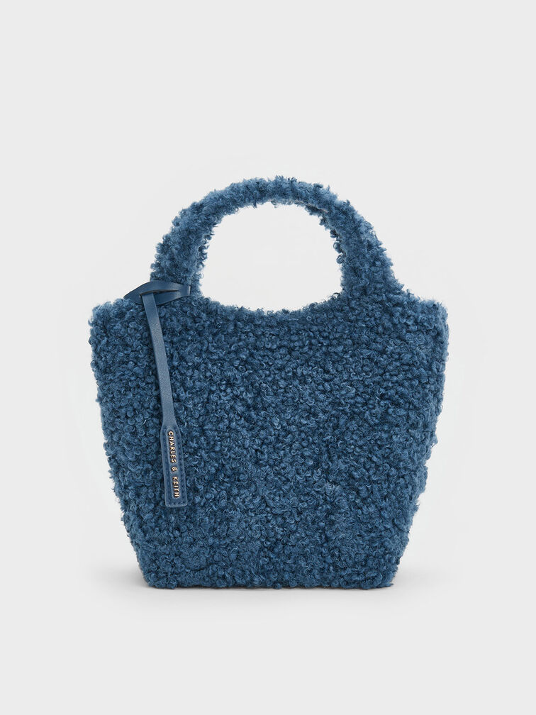 Arlys Furry Tote Bag, Navy, hi-res