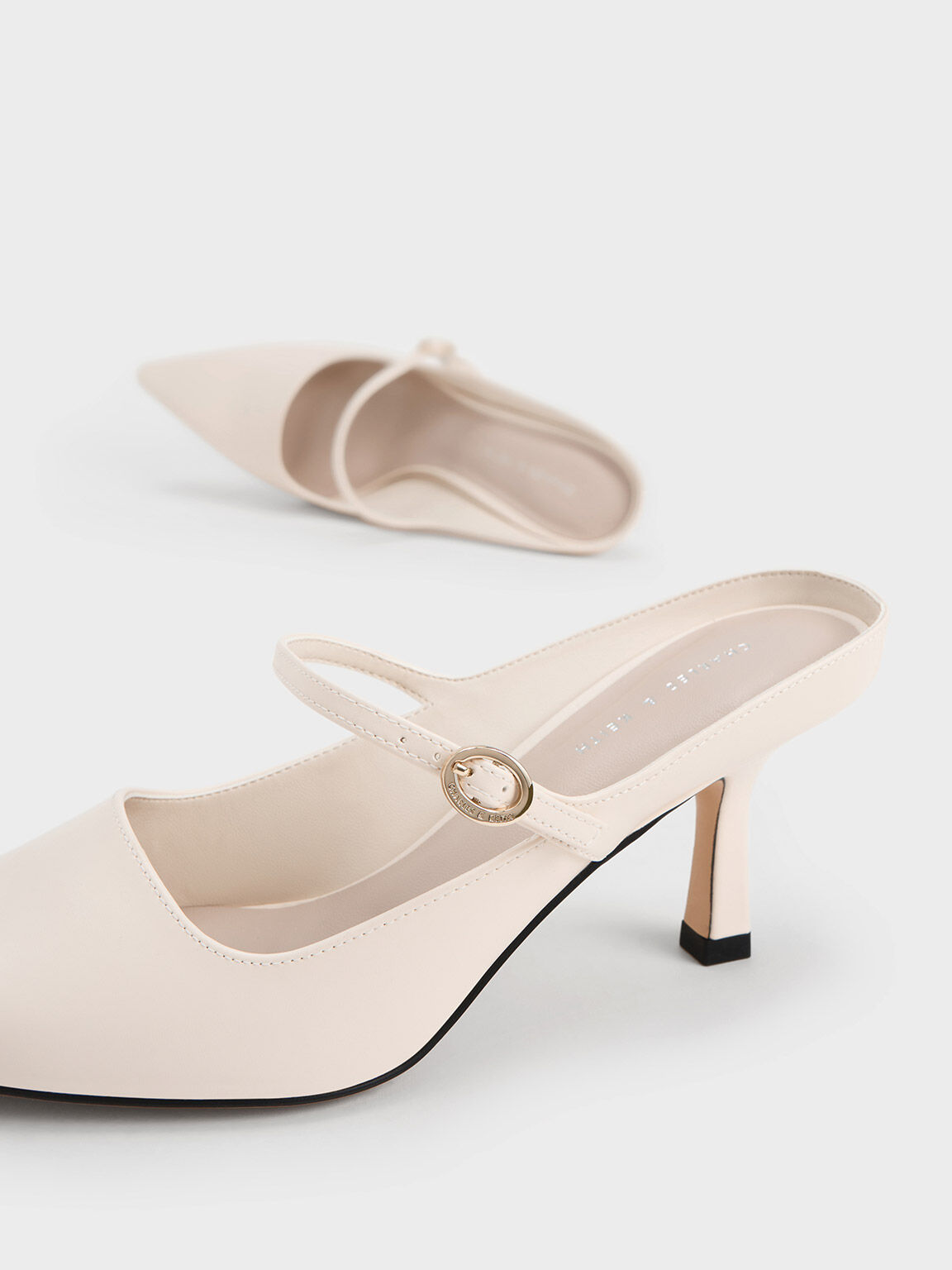Mary Jane Heeled Mules, Chalk, hi-res
