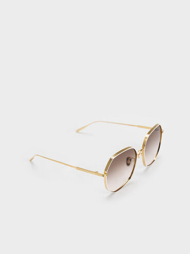 Tinted Geometric Sunglasses, Cream, hi-res