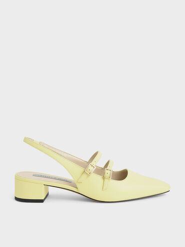 Slingback Mary Janes, Yellow, hi-res