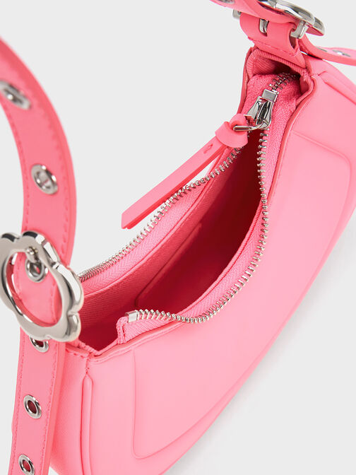 Petra Curved Shoulder Bag, Pink, hi-res