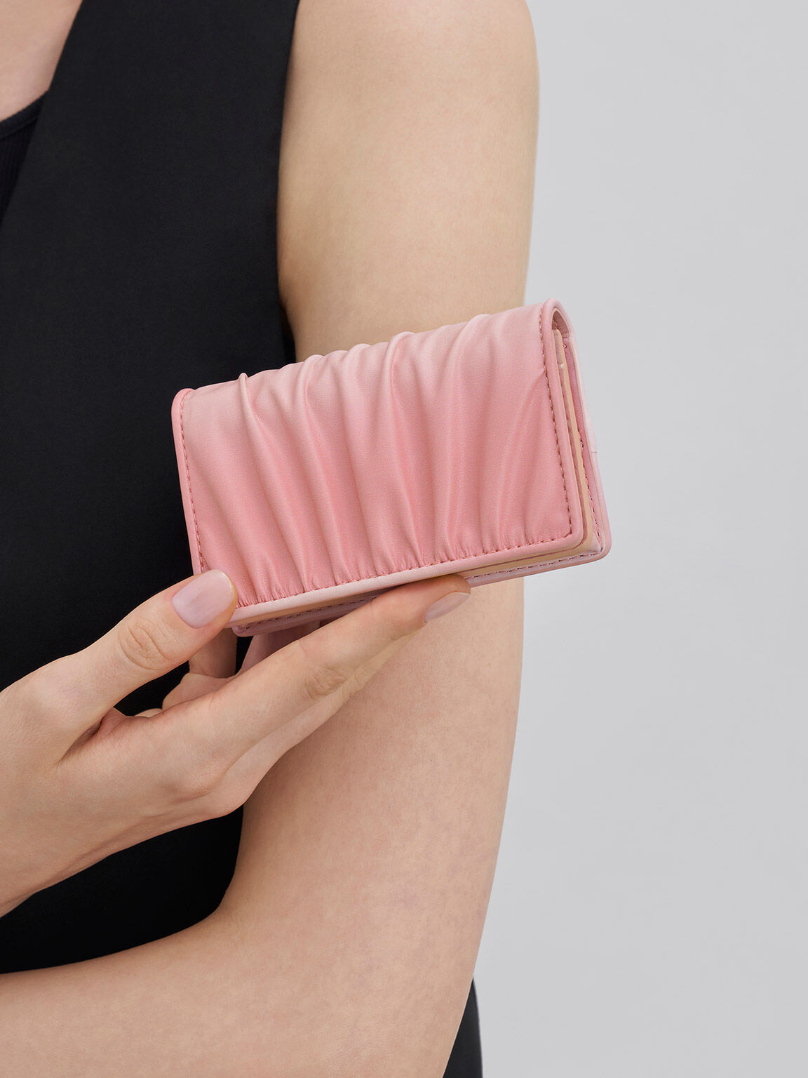 Aldora Ruched Cardholder, Light Pink, hi-res
