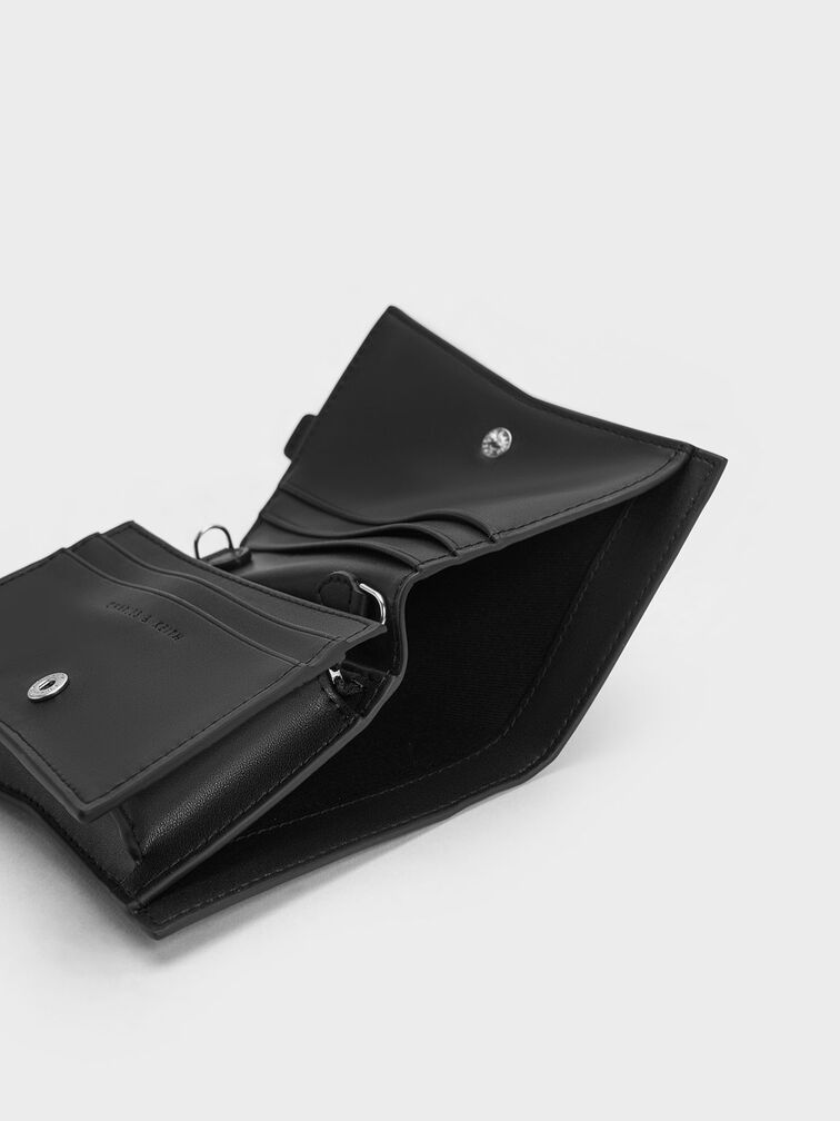 Xanthe Geometric Belted Wallet, Black, hi-res