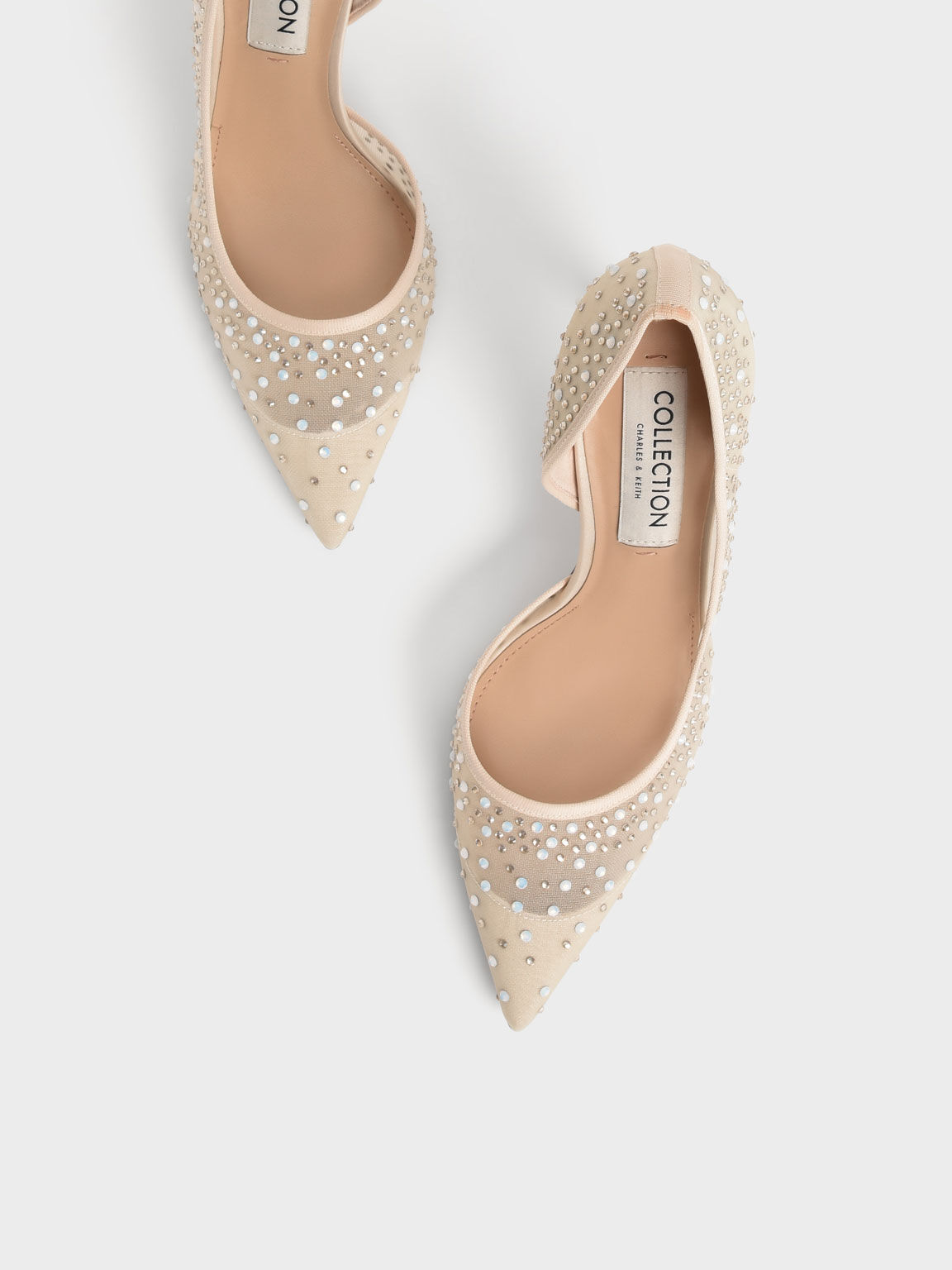 Blythe Mesh Embellished Half-D'Orsay Pumps, Nude, hi-res