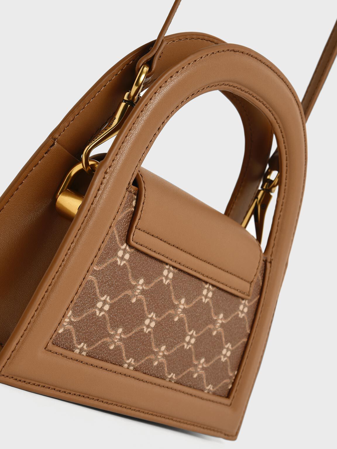 Este Printed Trapeze Bag, Chocolate, hi-res