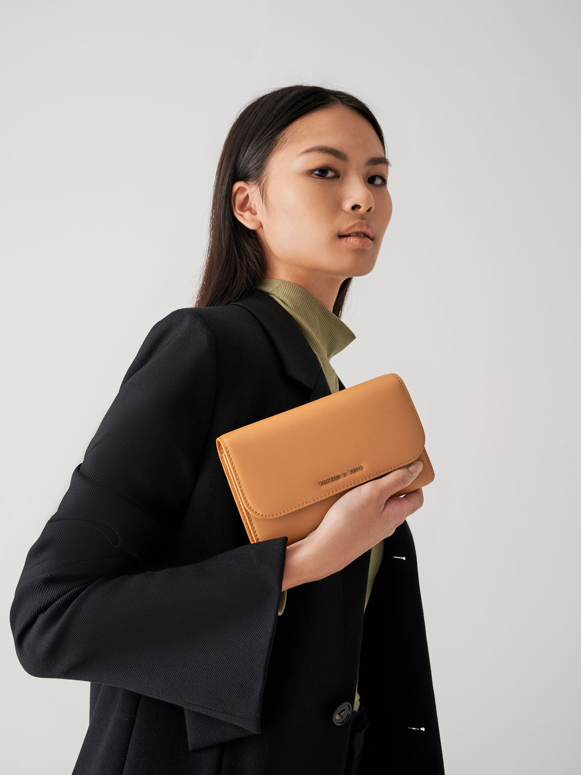 Magnetic Front Flap Long Wallet Pumpkin