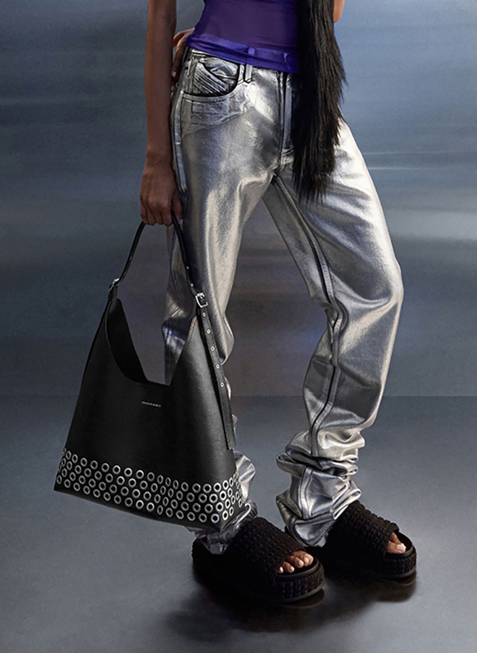 Liv Grommet Hobo Bag, Noir, hi-res
