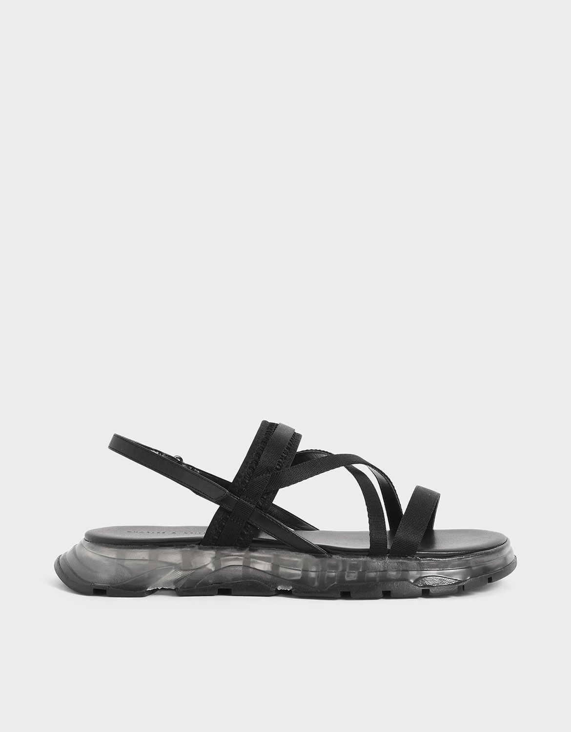 black strappy flatforms