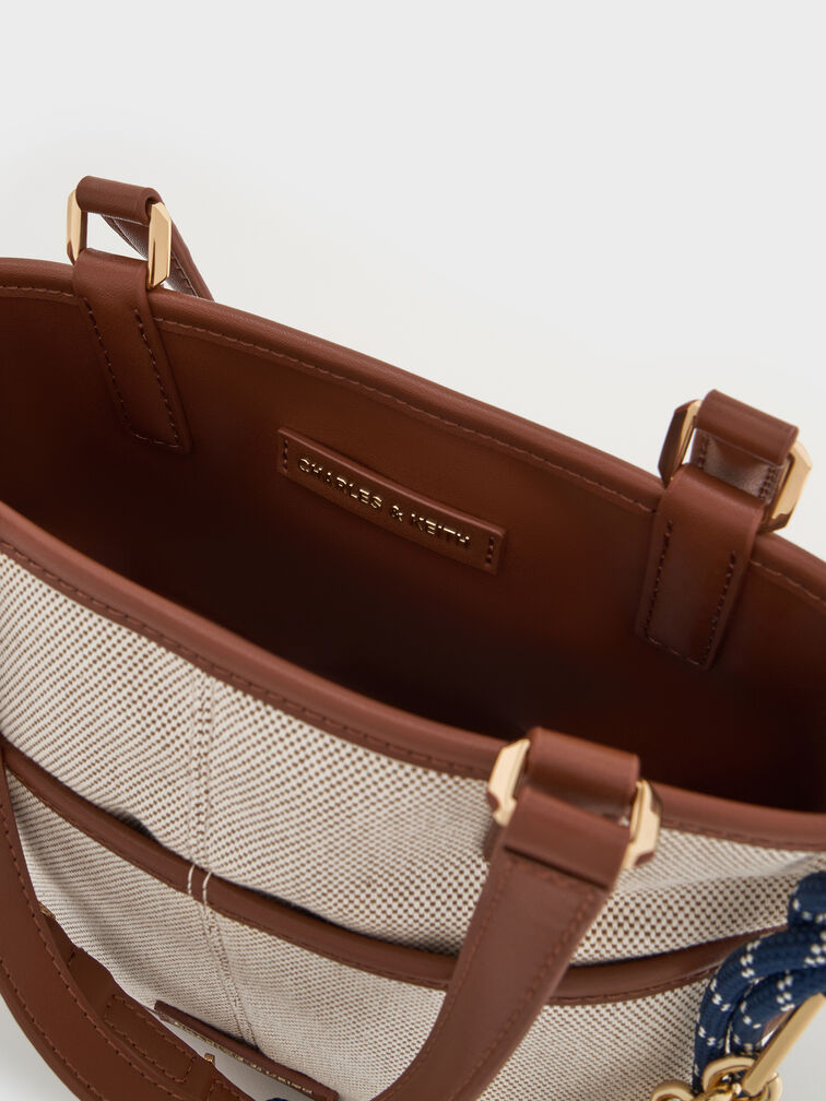 Addison Canvas Knotted-Rope Double-Handle Tote Bag, Taupe Canvas, hi-res