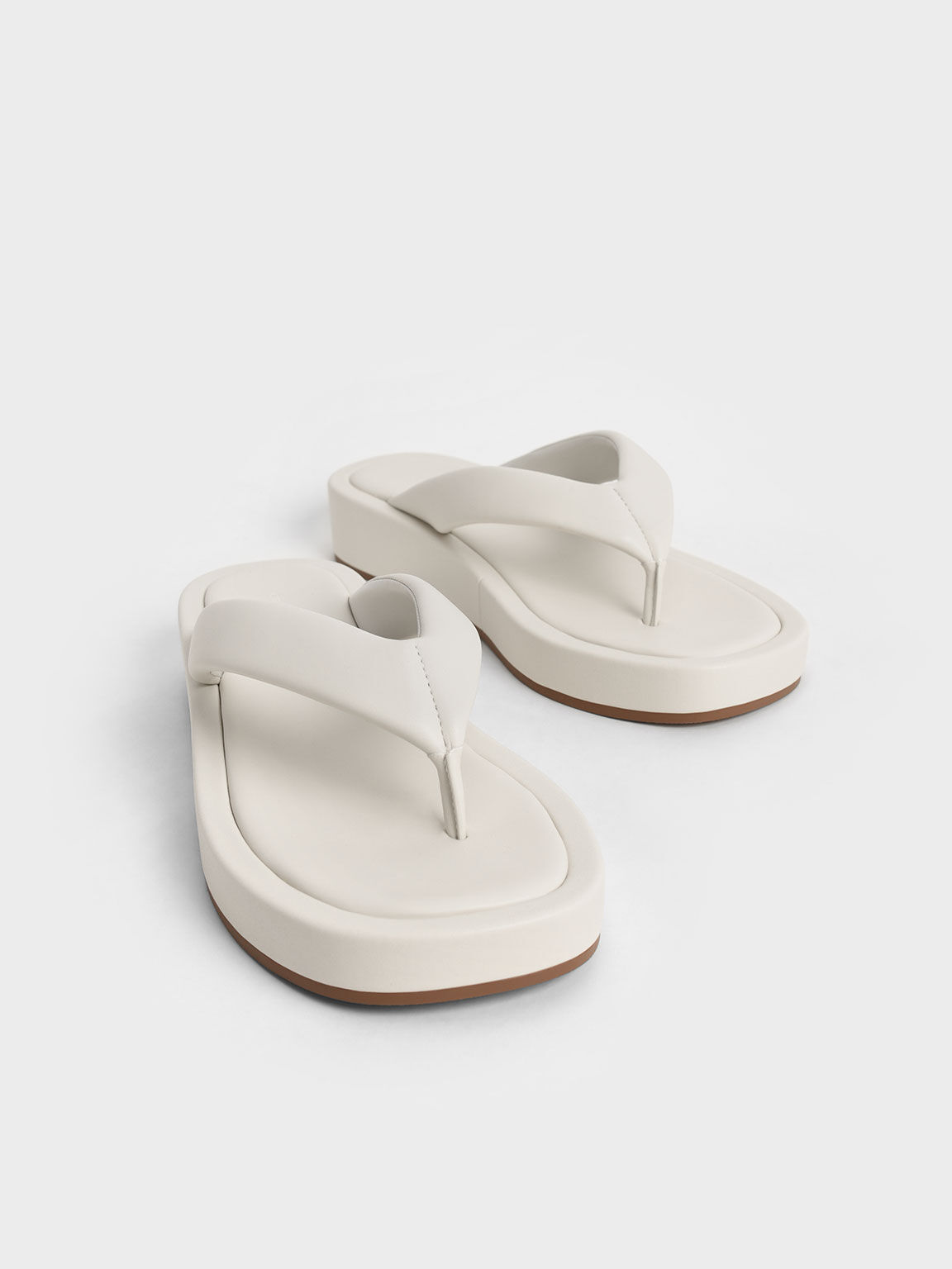 Padded Platform Thong Sandals, Chalk, hi-res