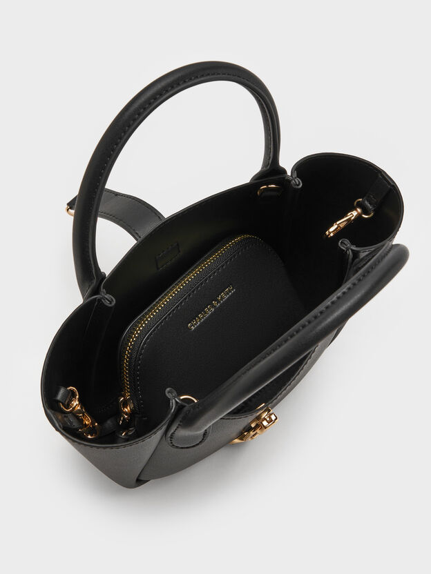 Agatha Chain-Accent Tote Bag, Black, hi-res