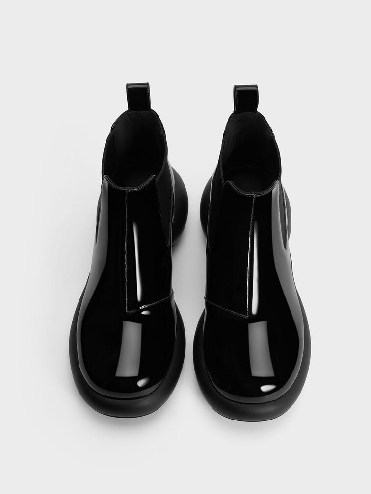 black patent kids boots