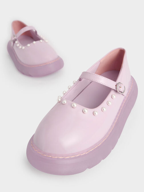 兒童厚底瑪莉珍鞋, 紫丁香色, hi-res