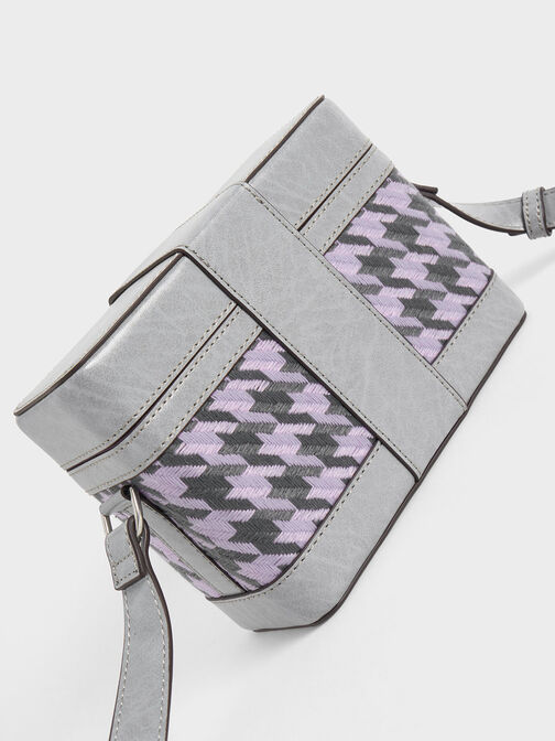 Bronte Houndstooth Boxy Crossbody Bag, Lilac, hi-res