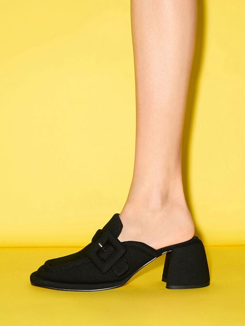 Sinead 方釦厚底穆勒鞋, 黑色, hi-res