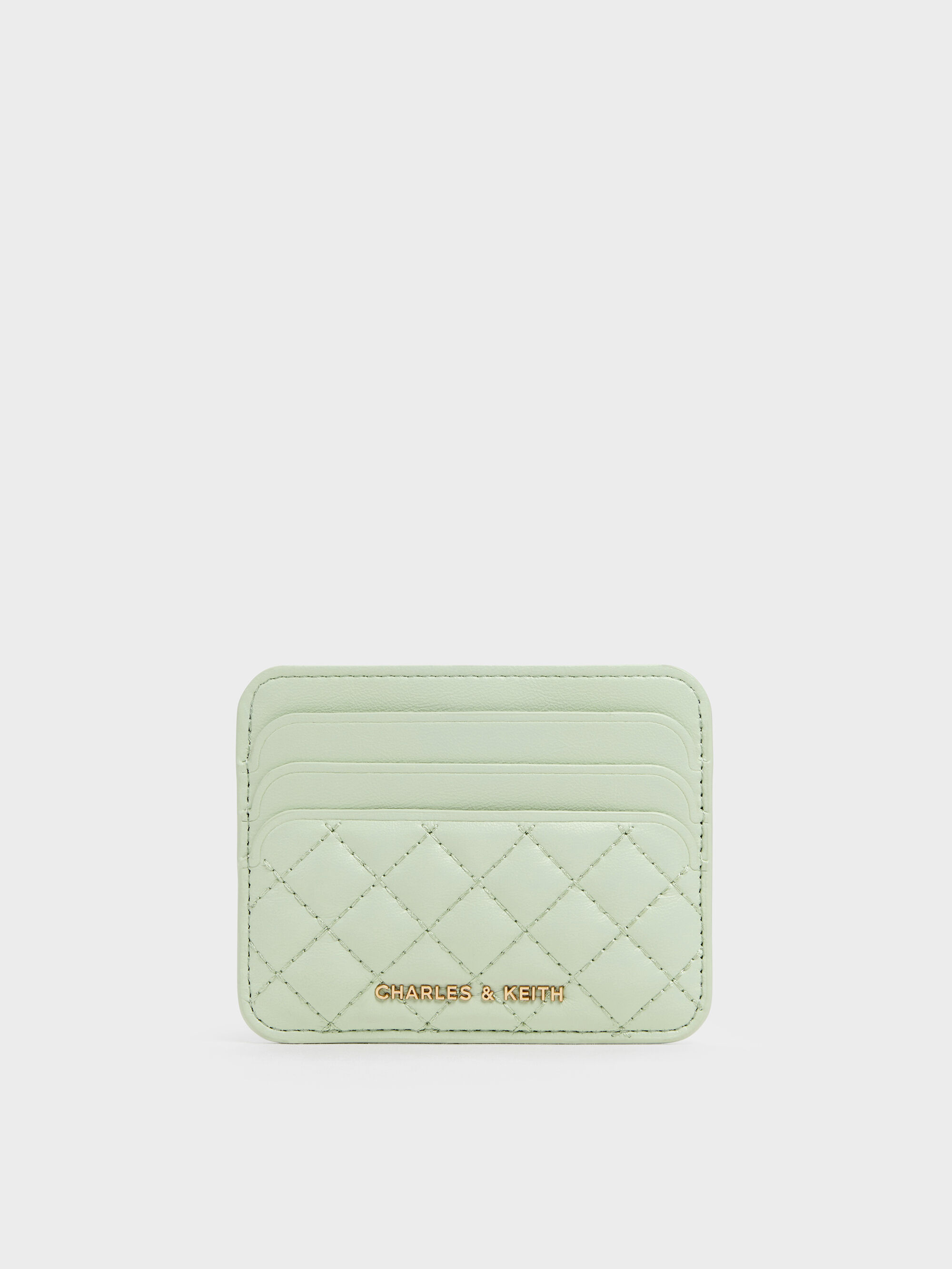 Mint Green Cleo Quilted Card Holder - Mint Green - CHARLES & KEITH US