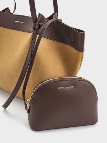 Large Calla Suede Tote Bag, Sahara Sand, hi-res