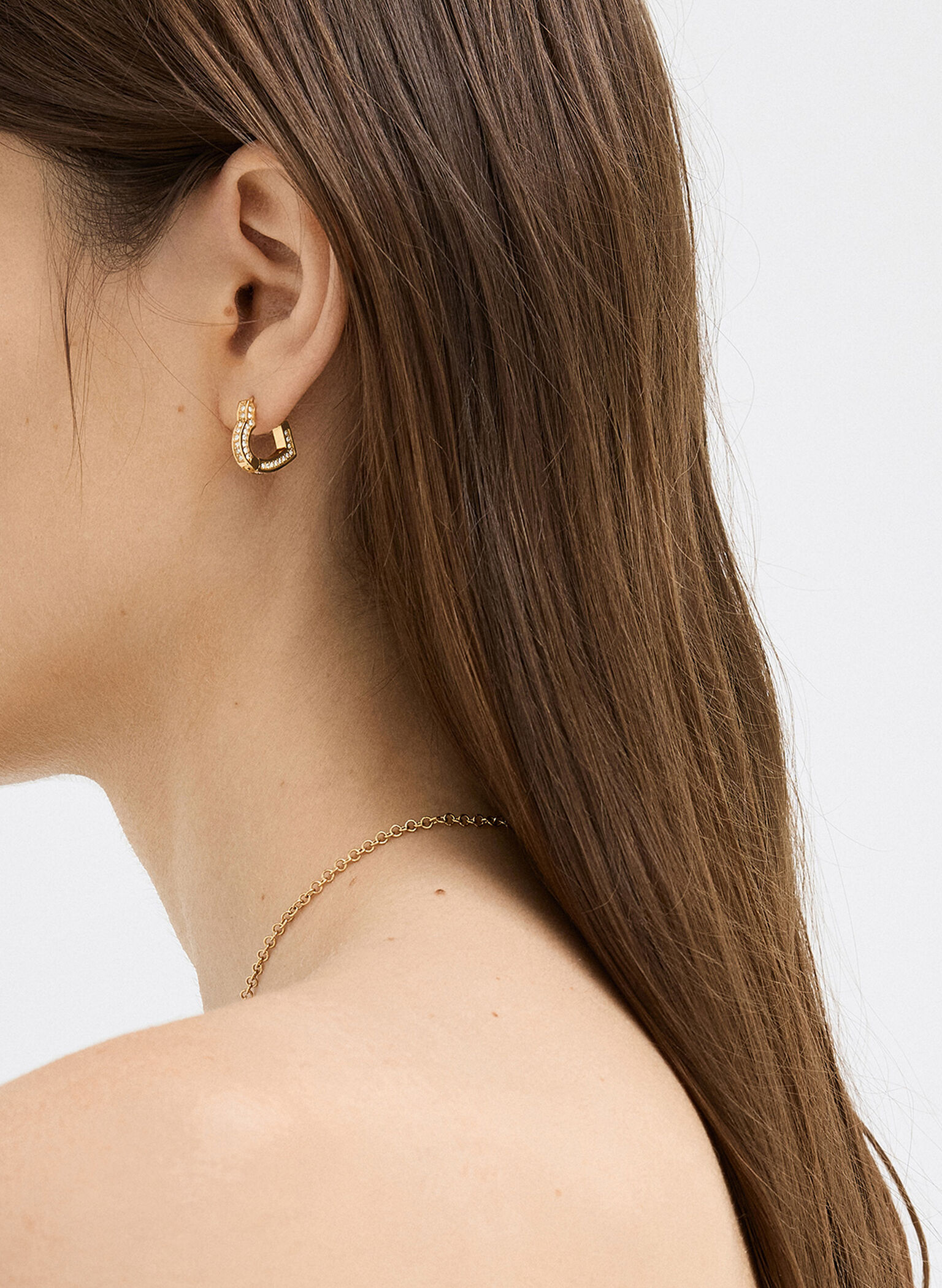 Malorie Crystal Heart Hoop Earrings, Gold, hi-res