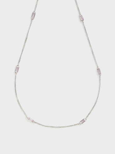 Crystal-Embellished Matinee Necklace, Lilac, hi-res